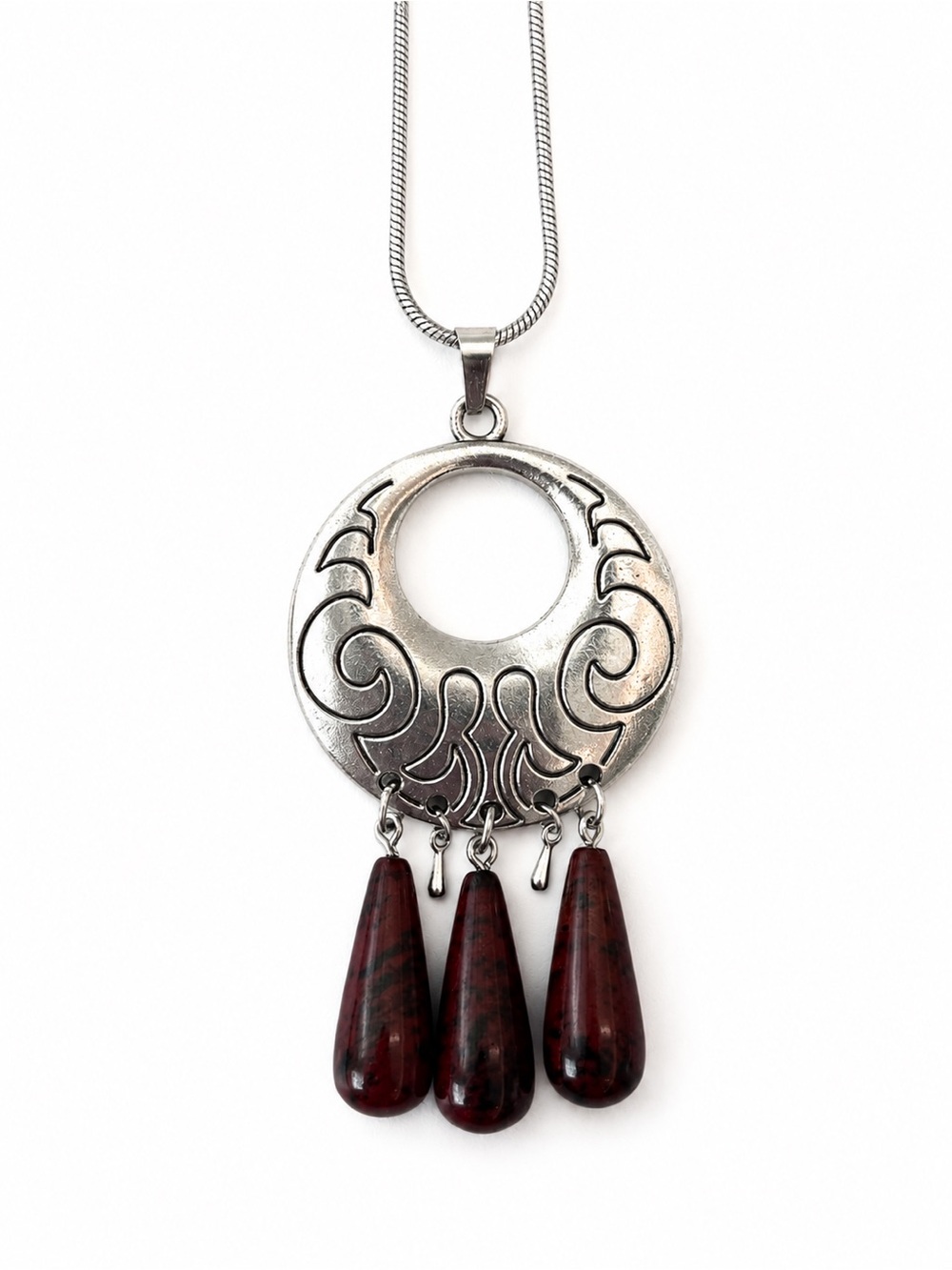 Artician Pendant With Natural Stone Golden Swan Teardrop Beads Necklace